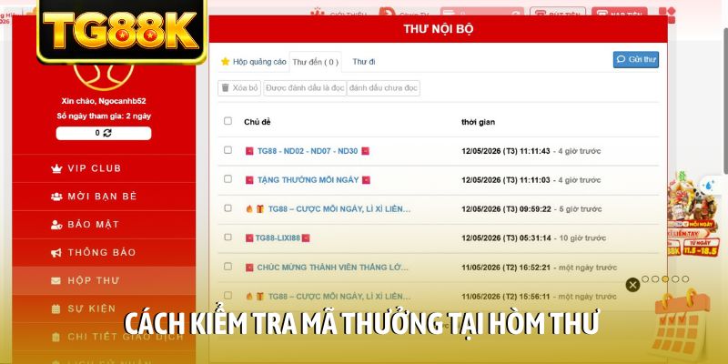 Cách kiểm tra mã thưởng tại hòm thư Cách kiểm tra mã thưởng tại hòm thư