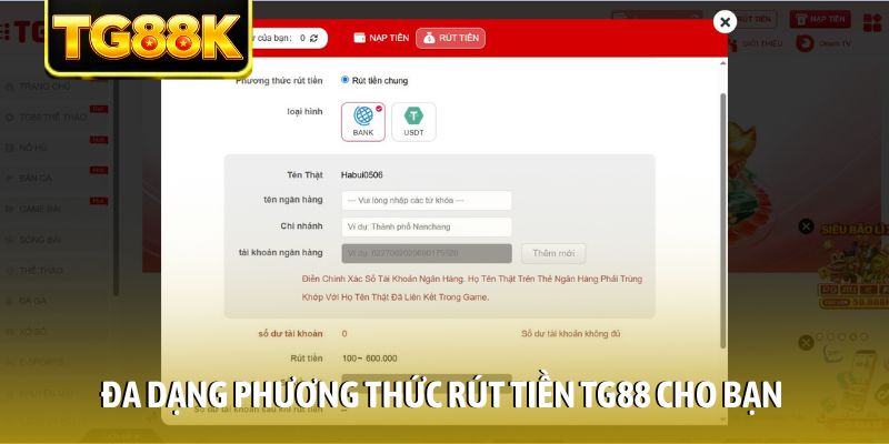 Đa dạng phương thức rút tiền TG88 cho bạn Đa dạng phương thức rút tiền TG88 cho bạn