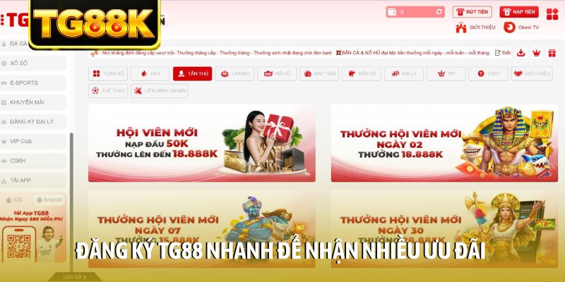 Đăng ký TG88 nhanh để nhận nhiều ưu đãi Đăng ký TG88 nhanh để nhận nhiều ưu đãi
