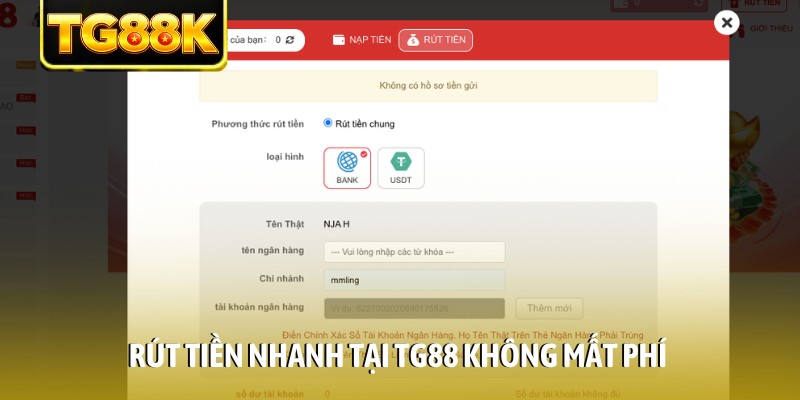 Rút tiền nhanh tại TG88 không mất phí Rút tiền nhanh tại TG88 không mất phí
